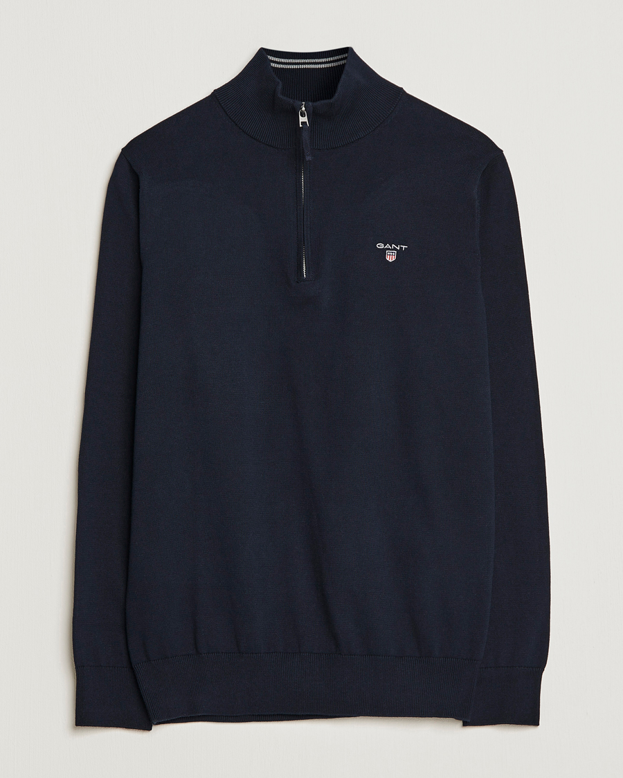 Herr | Tröjor | GANT | Classic Cotton Half-Zip Sweater Evening Blue