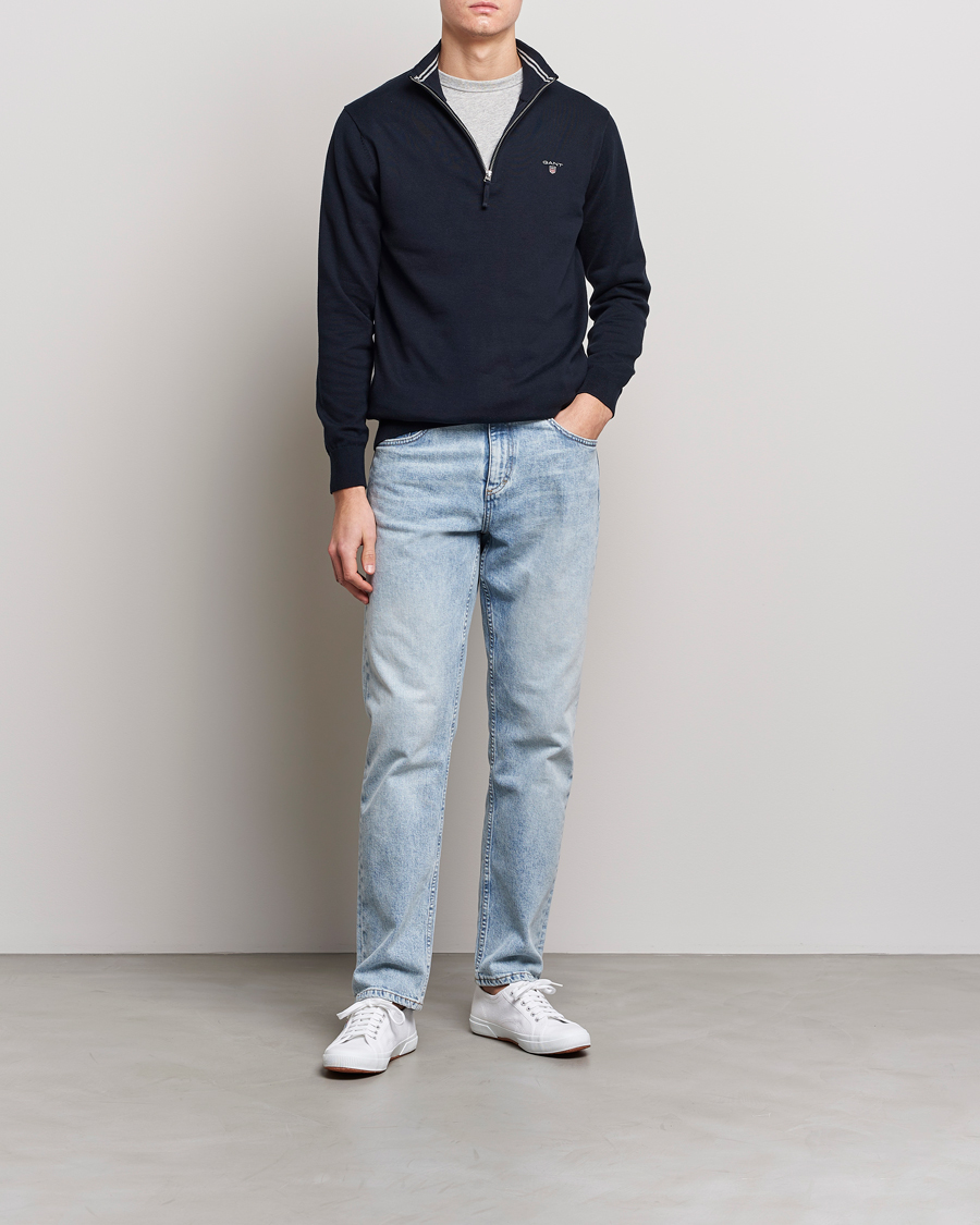Herr | Tröjor | GANT | Classic Cotton Half-Zip Sweater Evening Blue