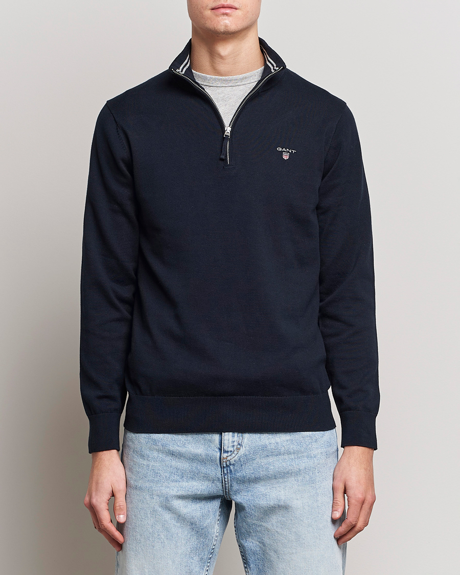 Herr | Half-zip | GANT | Classic Cotton Half-Zip Sweater Evening Blue
