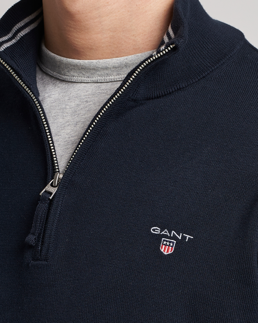 Herr | Tröjor | GANT | Classic Cotton Half-Zip Sweater Evening Blue