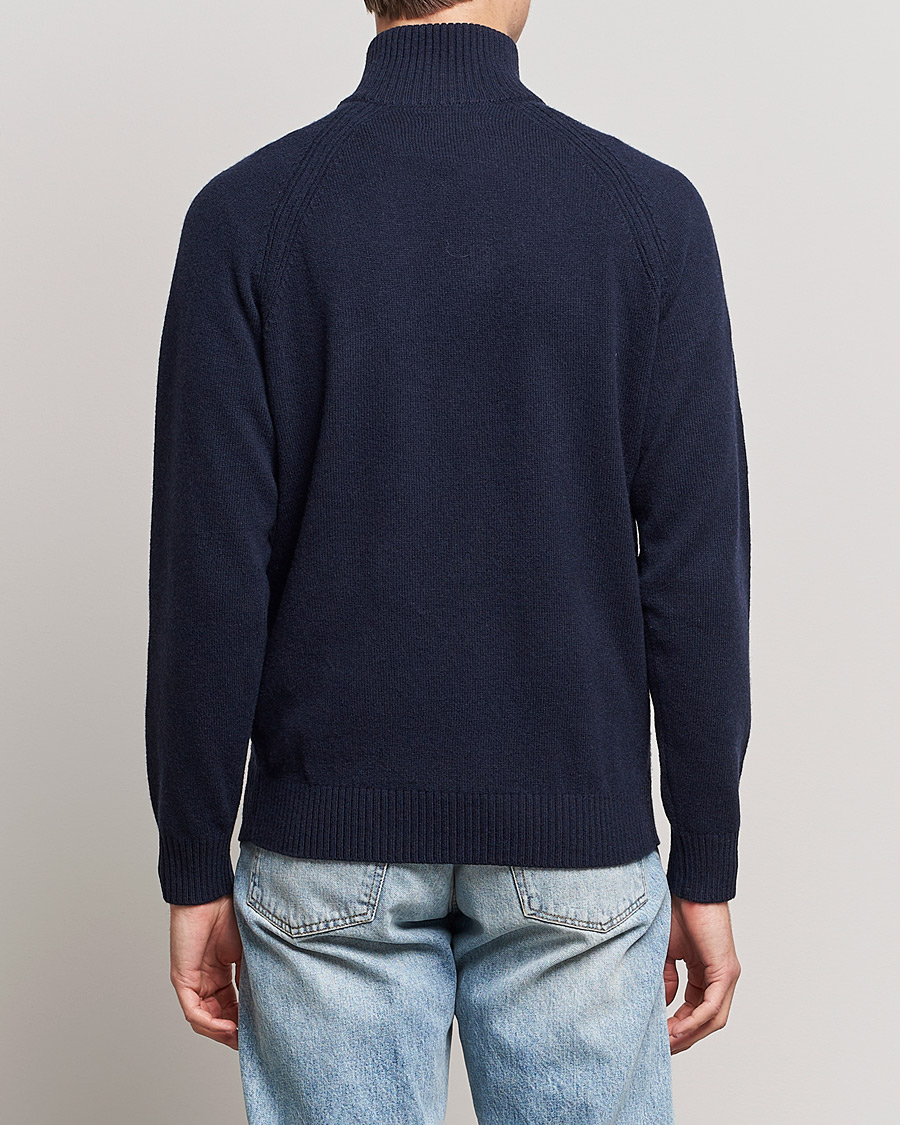 Herr | Tröjor | GANT | Banner Shield Lambswool Half Zip Eavning Blue