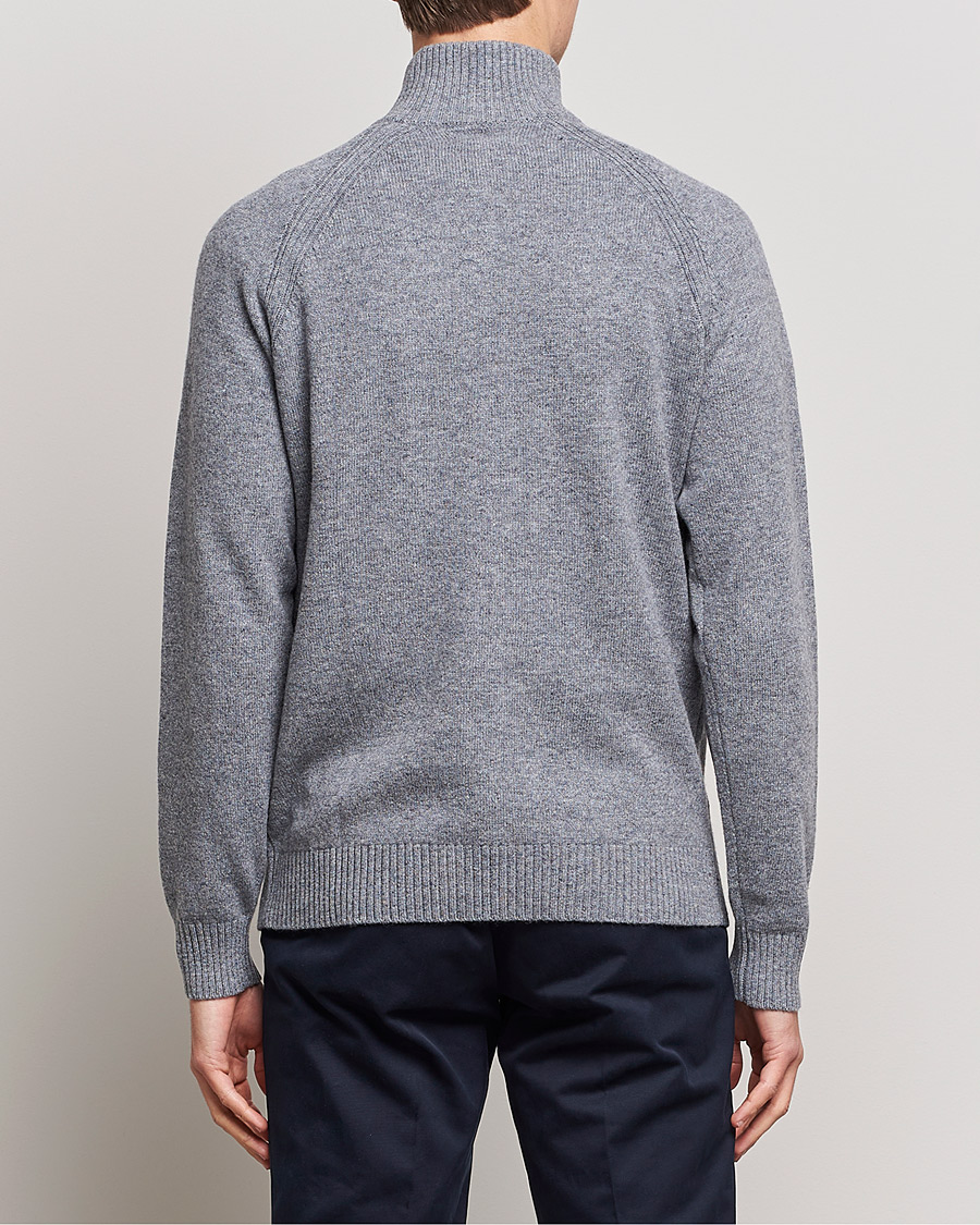 Herr | Tröjor | GANT | Banner Shield Lambswool Half Zip Dark Grey Melange