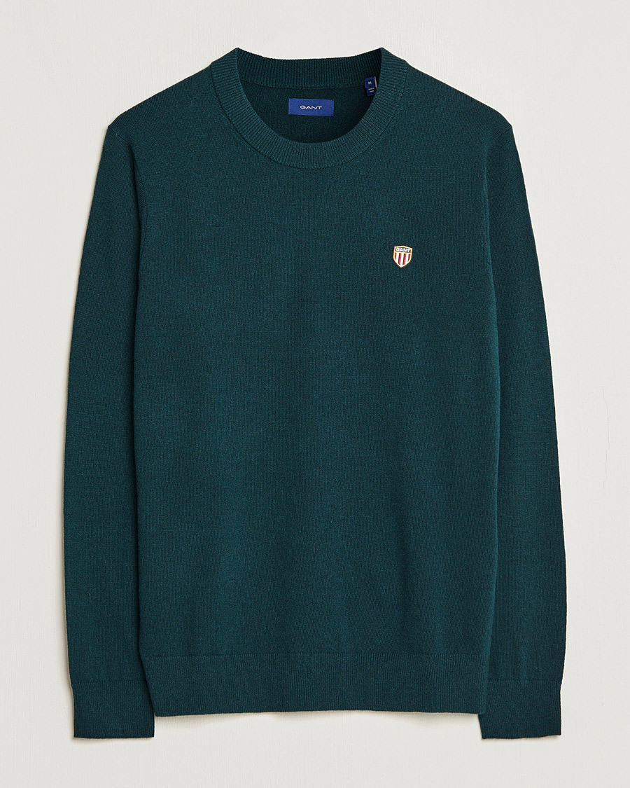 Herr | Tröjor | GANT | Banner Shield Lambswool Crew Neck Ratran Green