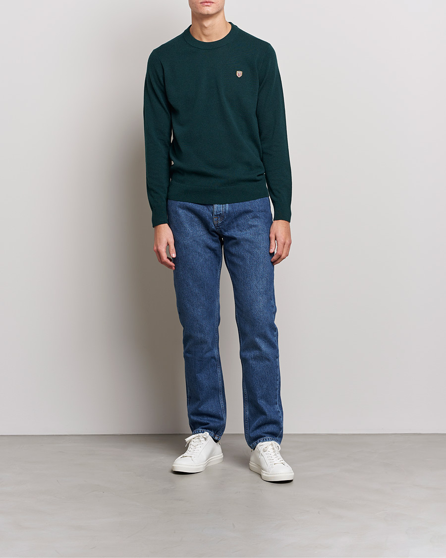 Herr | Tröjor | GANT | Banner Shield Lambswool Crew Neck Ratran Green