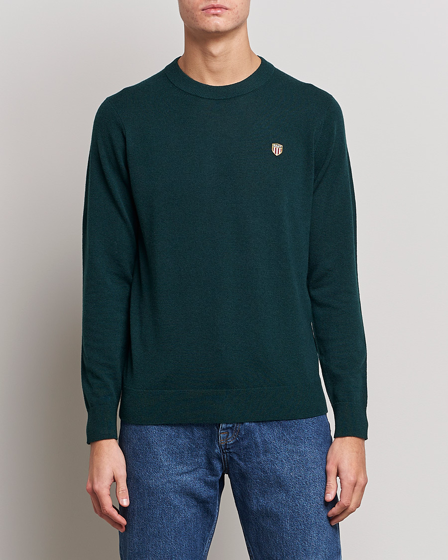 Herr | Tröjor | GANT | Banner Shield Lambswool Crew Neck Ratran Green