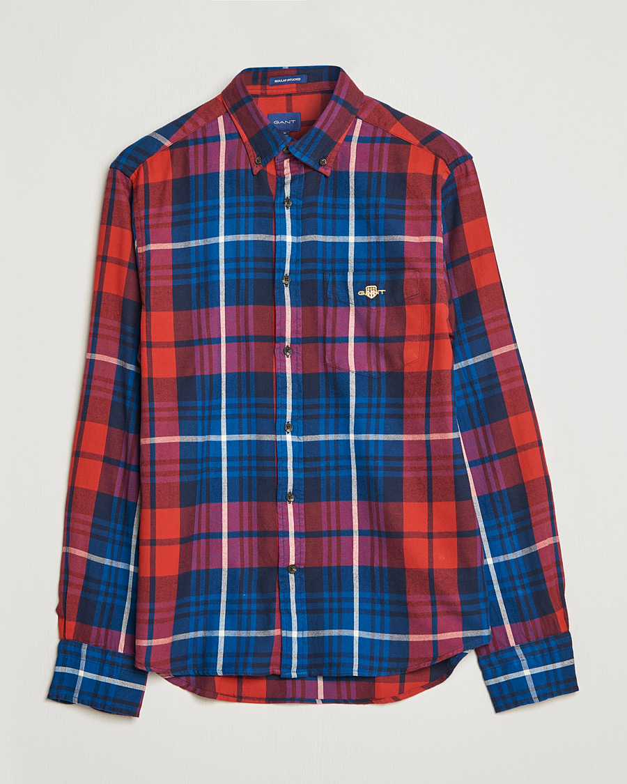 Herr | Skjortor | GANT | Regular Plaid Flannel Shirt Ruby Red