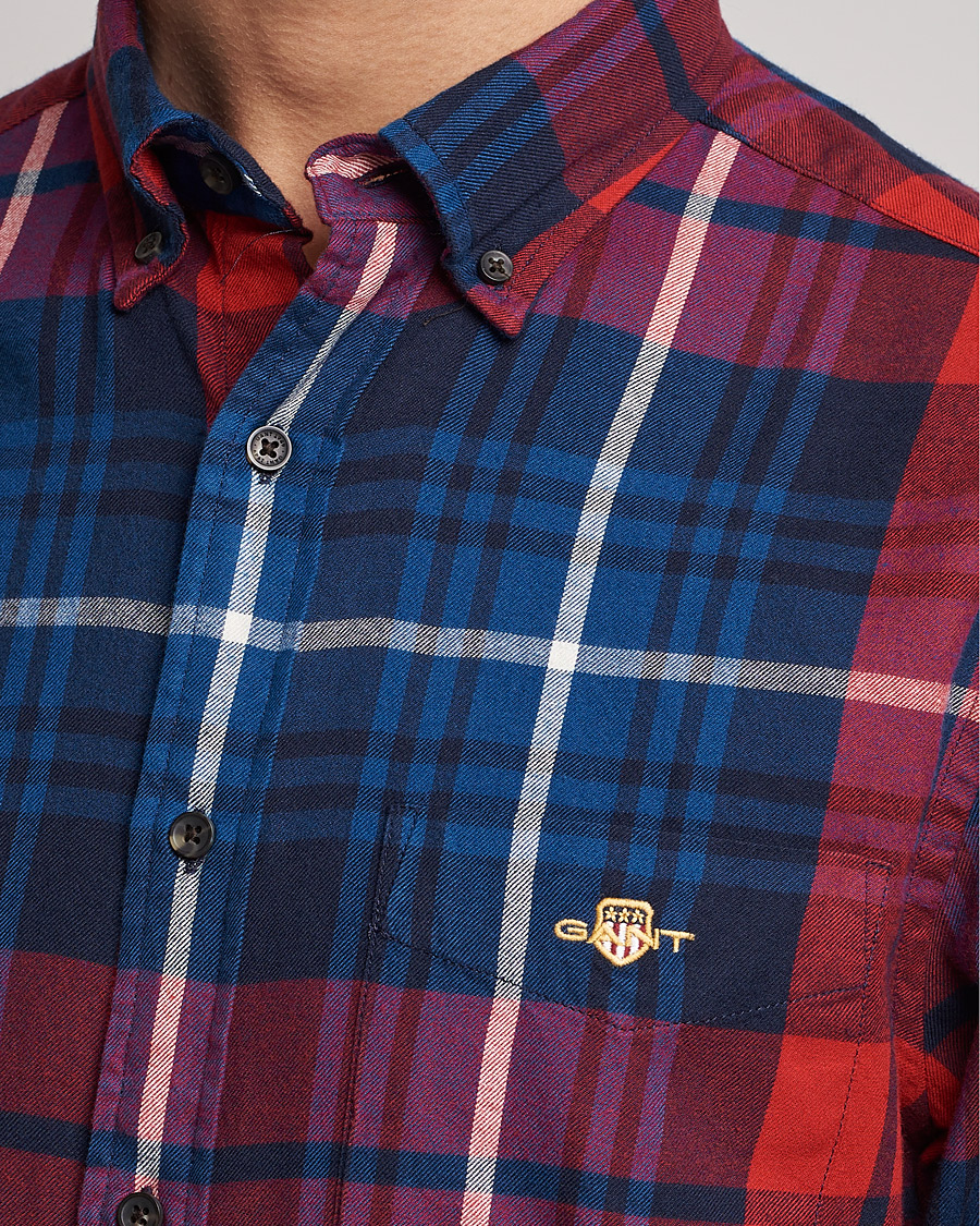 Herr | Skjortor | GANT | Regular Plaid Flannel Shirt Ruby Red