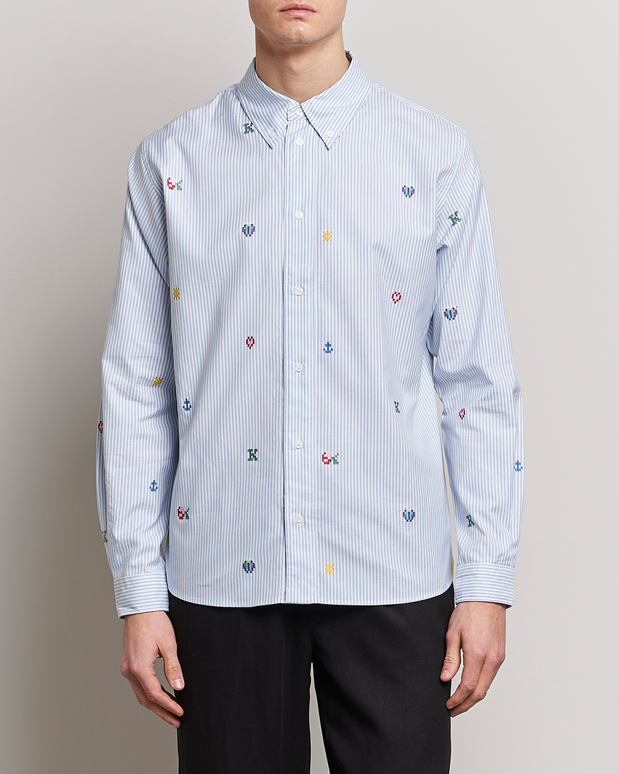 Herr | KENZO | KENZO | Pixel Striped Casual Shirt Light Blue