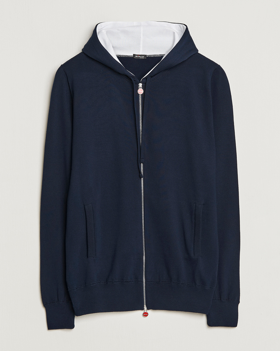Herr | Tröjor | Kiton | Hooded Zip Sweater Navy