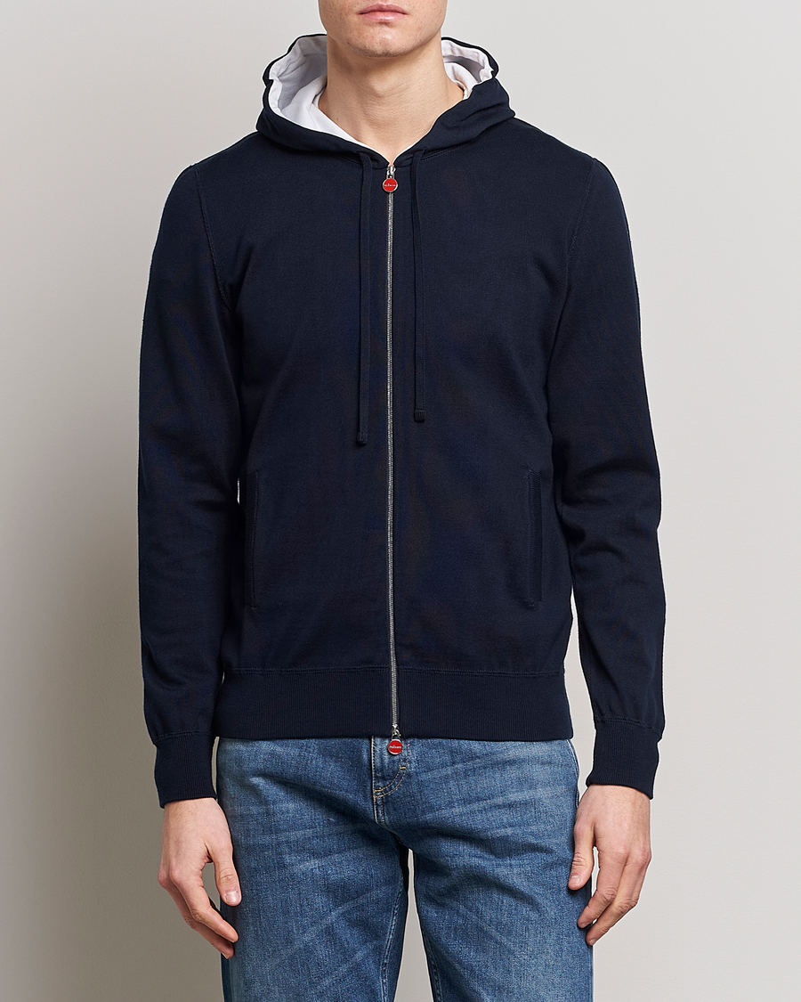 Herr | Tröjor | Kiton | Hooded Zip Sweater Navy