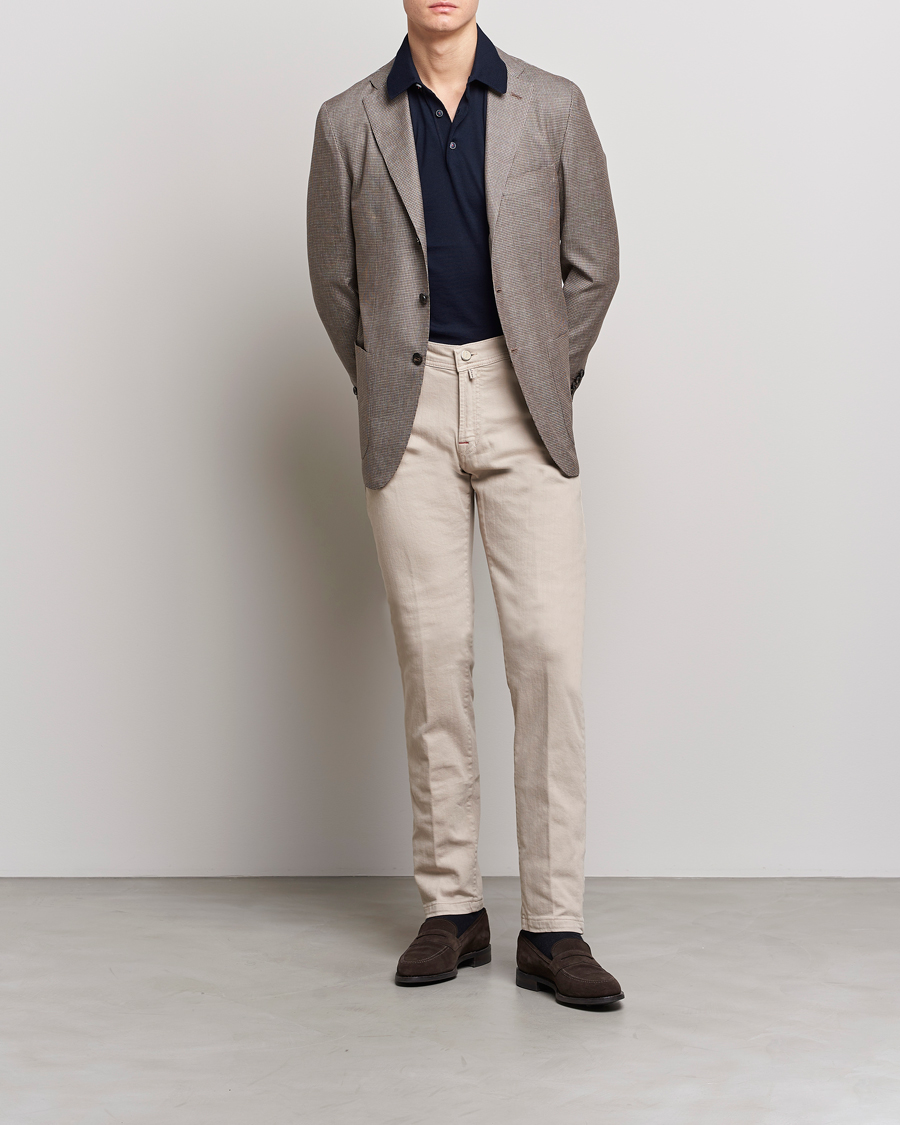Herr | Kavajer | Kiton | Wool Houndstooth Blazer Beige