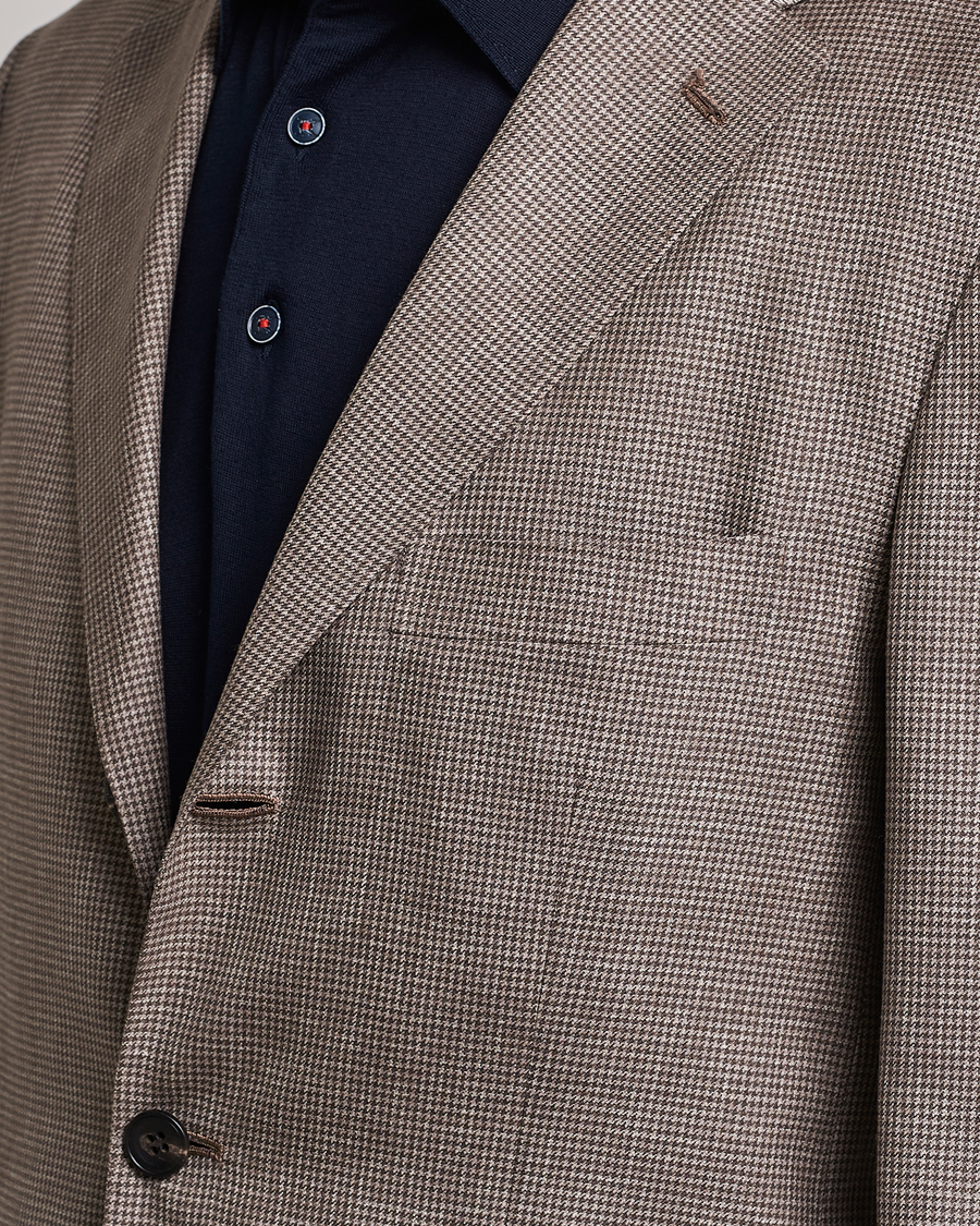 Herr | Kavajer | Kiton | Wool Houndstooth Blazer Beige