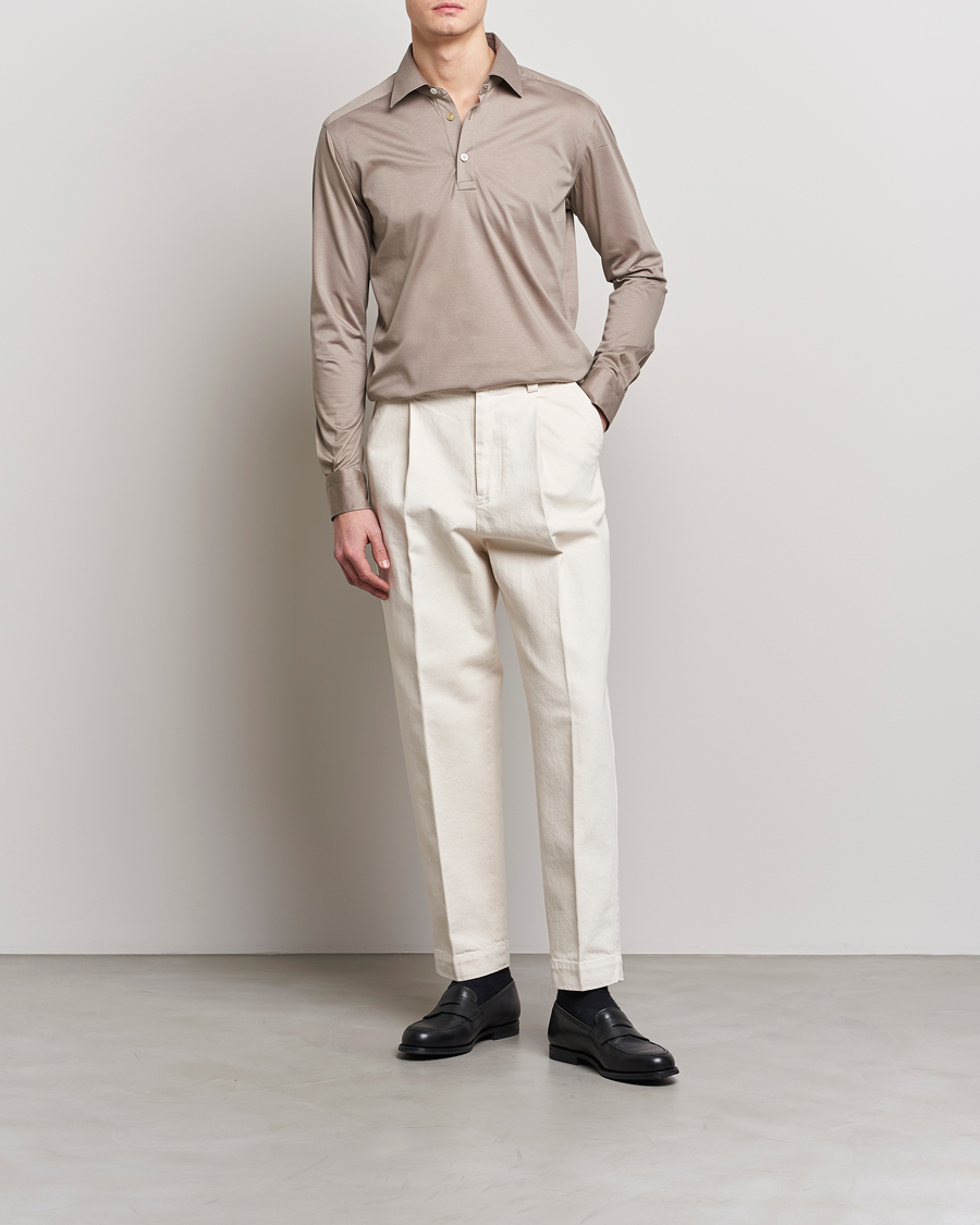 Herr | Skjortor | Kiton | Popover Shirt Beige