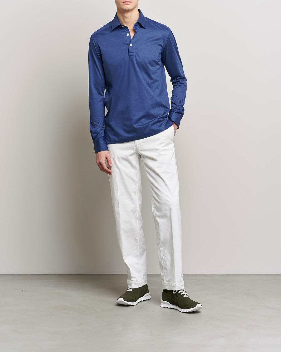 Herr | Skjortor | Kiton | Popover Shirt Dark Blue