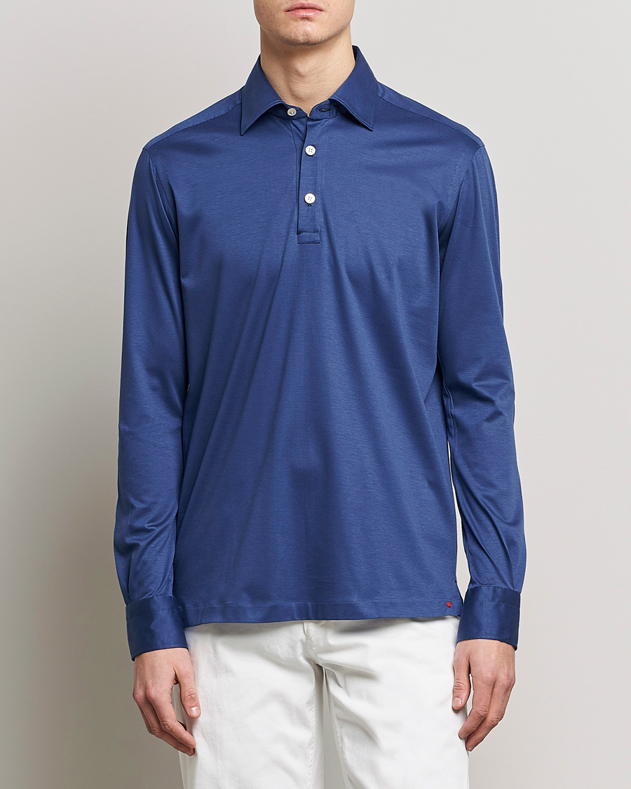 Herr | Skjortor | Kiton | Popover Shirt Dark Blue