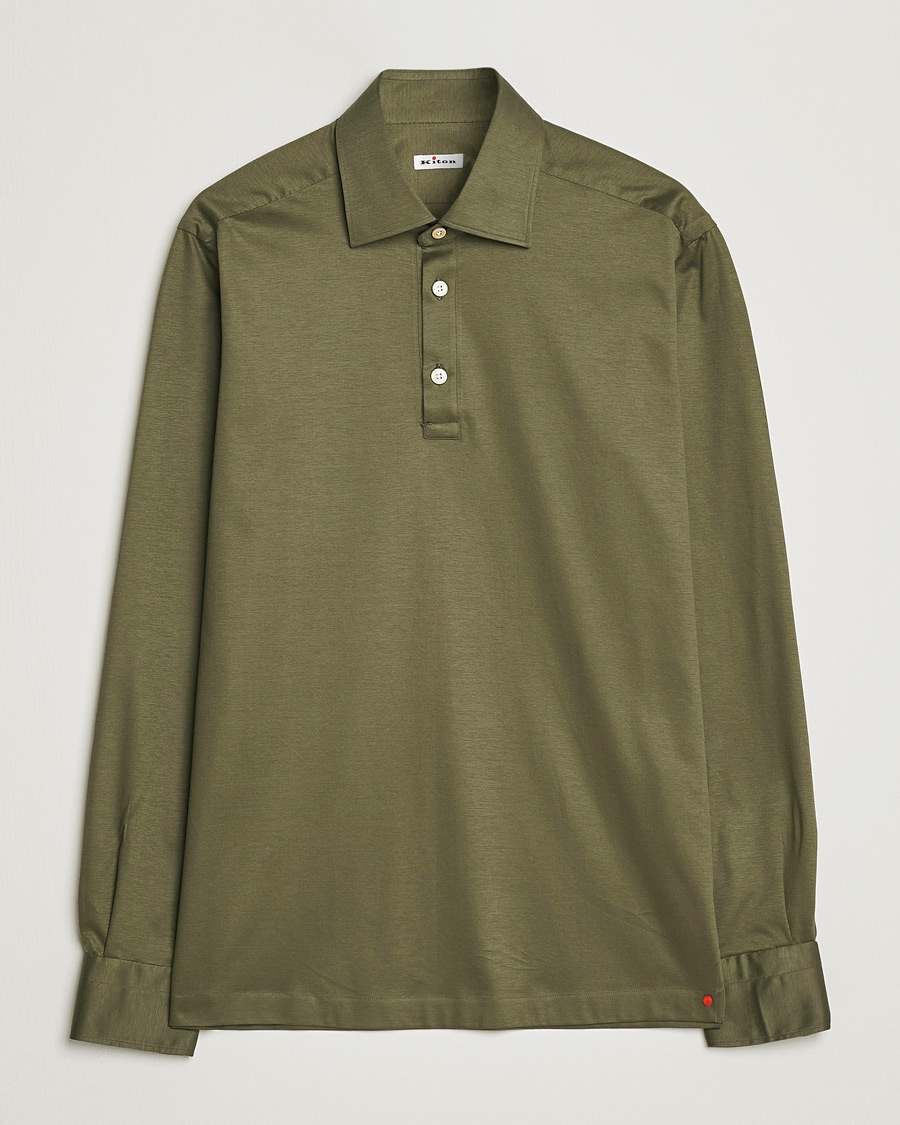 Herr | Skjortor | Kiton | Popover Shirt Dark Olive