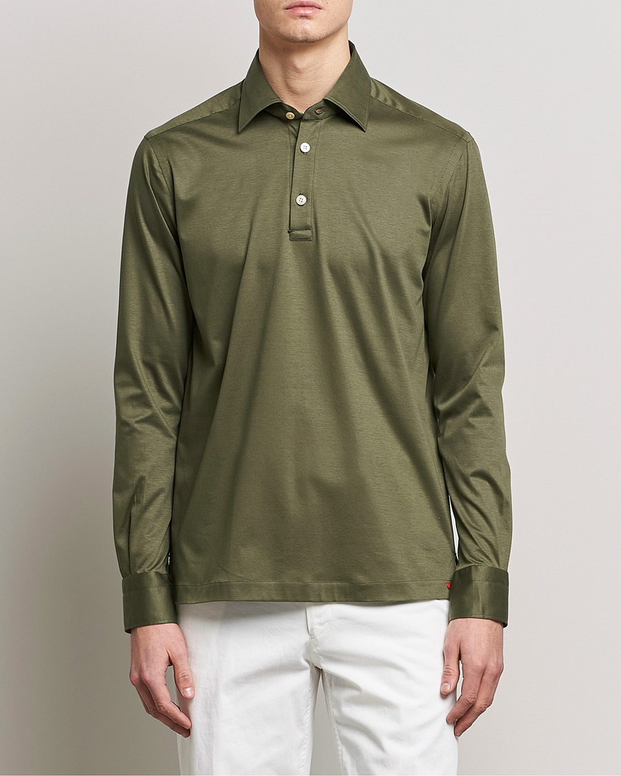 Herr | Skjortor | Kiton | Popover Shirt Dark Olive