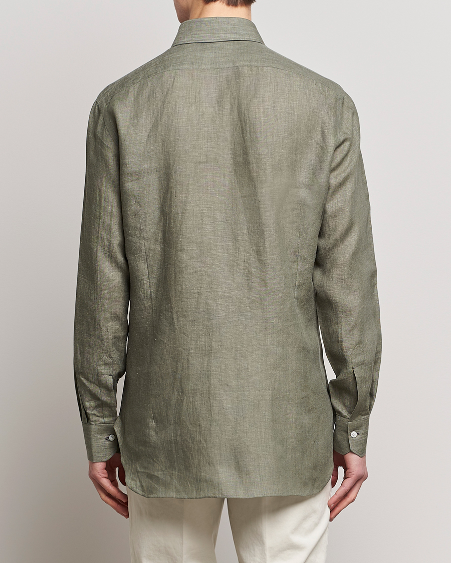 Herr | Skjortor | Kiton | Linen Sport Shirt Olive
