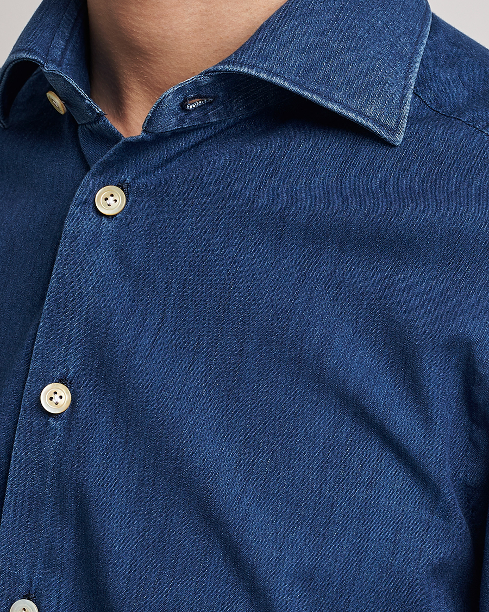 Herr | Skjortor | Kiton | Denim Sport Shirt Indigo Blue