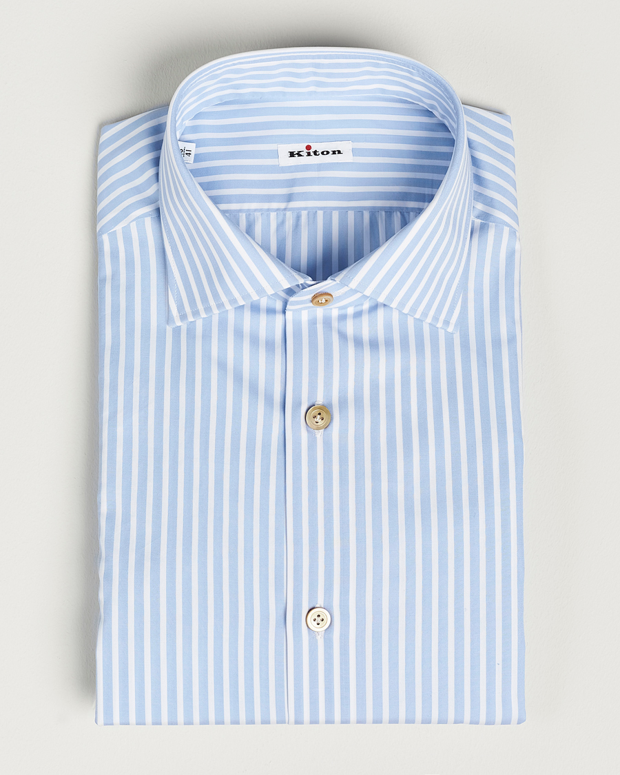 Herr | Skjortor | Kiton | Slim Fit Striped Dress Shirt Light Blue