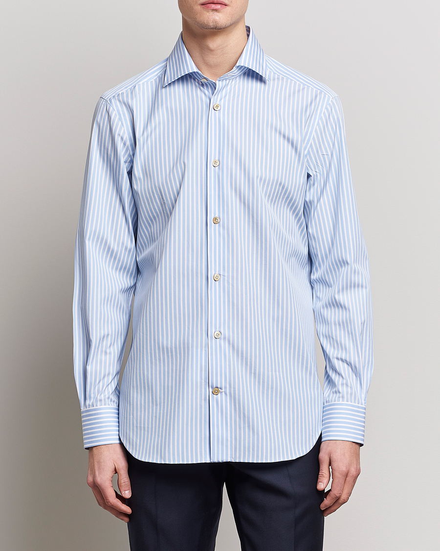 Herr | Skjortor | Kiton | Slim Fit Striped Dress Shirt Light Blue