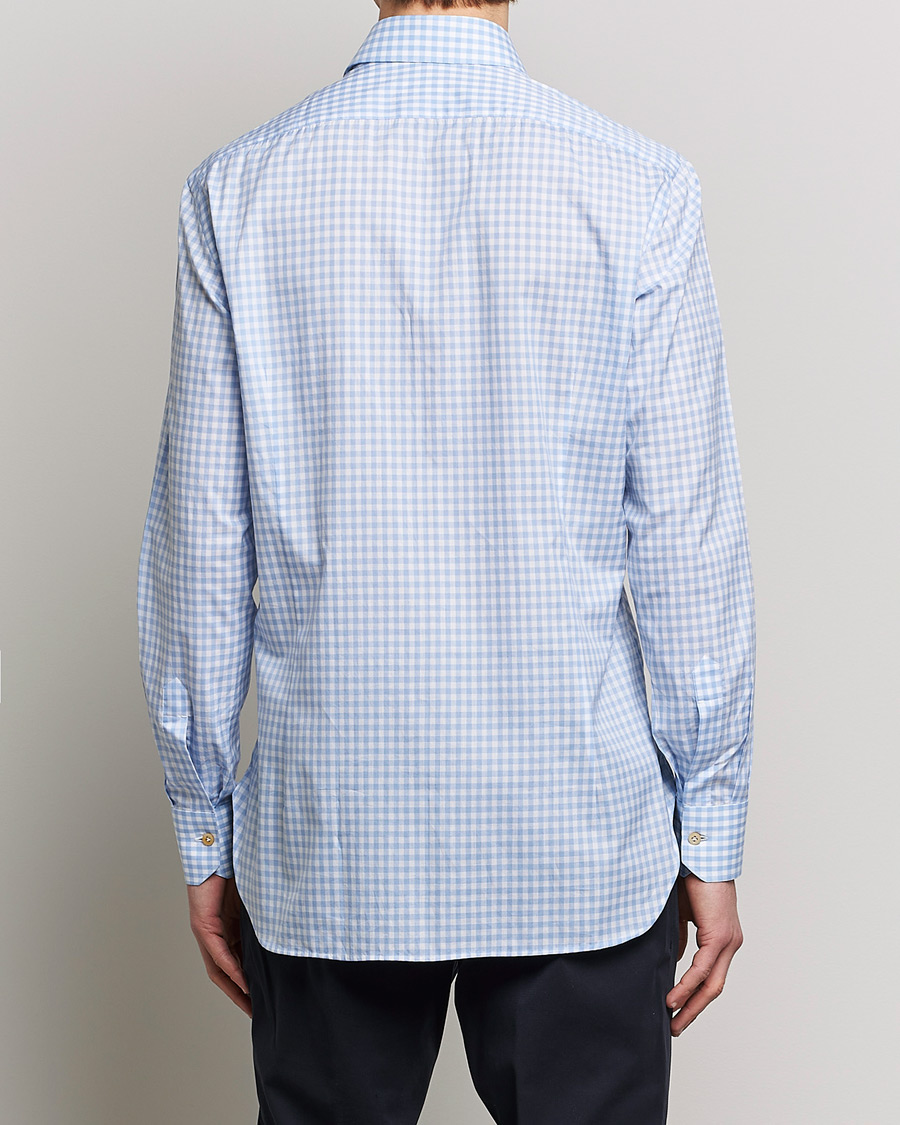 Herr | Skjortor | Kiton | Slim Fit Checked Dress Shirt Light Blue