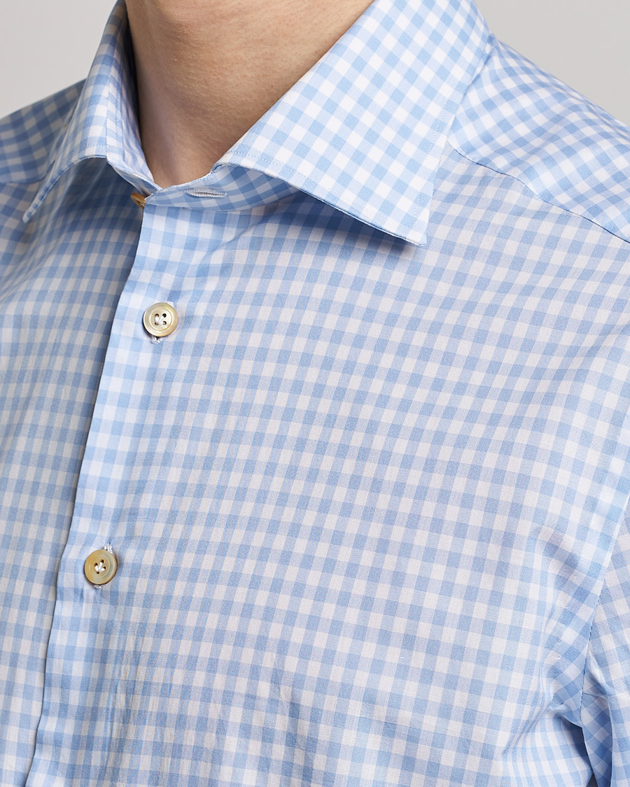 Herr | Skjortor | Kiton | Slim Fit Checked Dress Shirt Light Blue