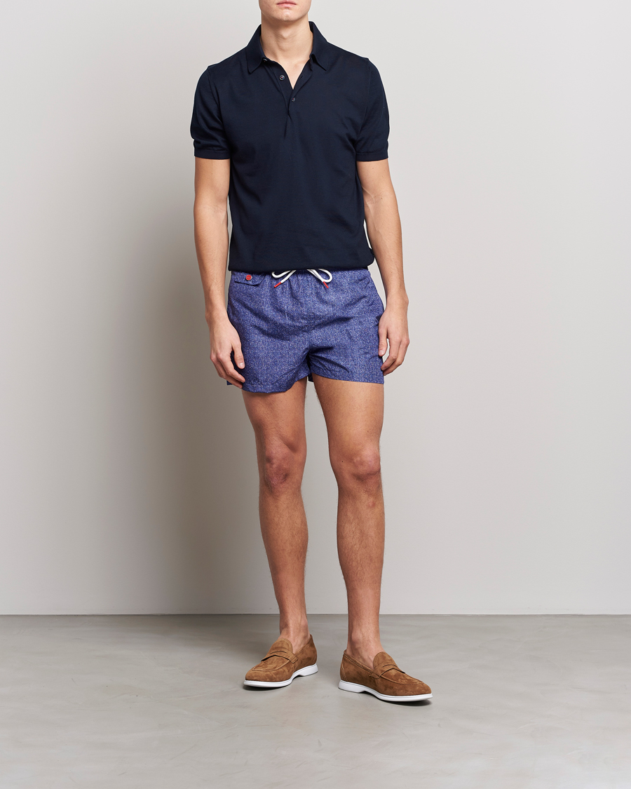 Herr | Badbyxor | Kiton | Printed Swim Trunks Navy Melange