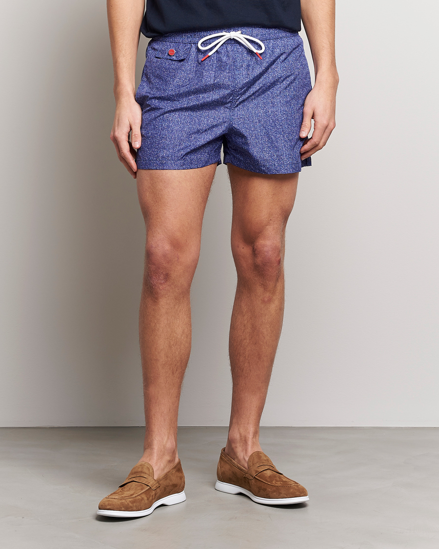 Herr | Badbyxor | Kiton | Printed Swim Trunks Navy Melange