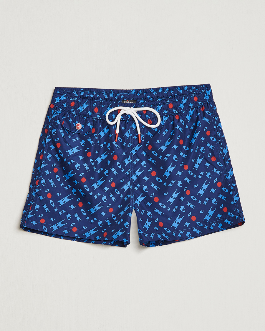 Herr | Badbyxor | Kiton | Printed Swim Trunks Navy