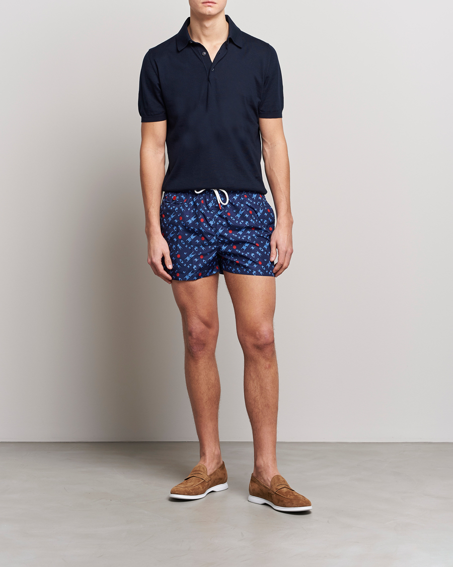 Herr | Badbyxor | Kiton | Printed Swim Trunks Navy