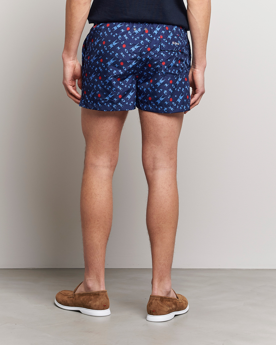 Herr | Badbyxor | Kiton | Printed Swim Trunks Navy