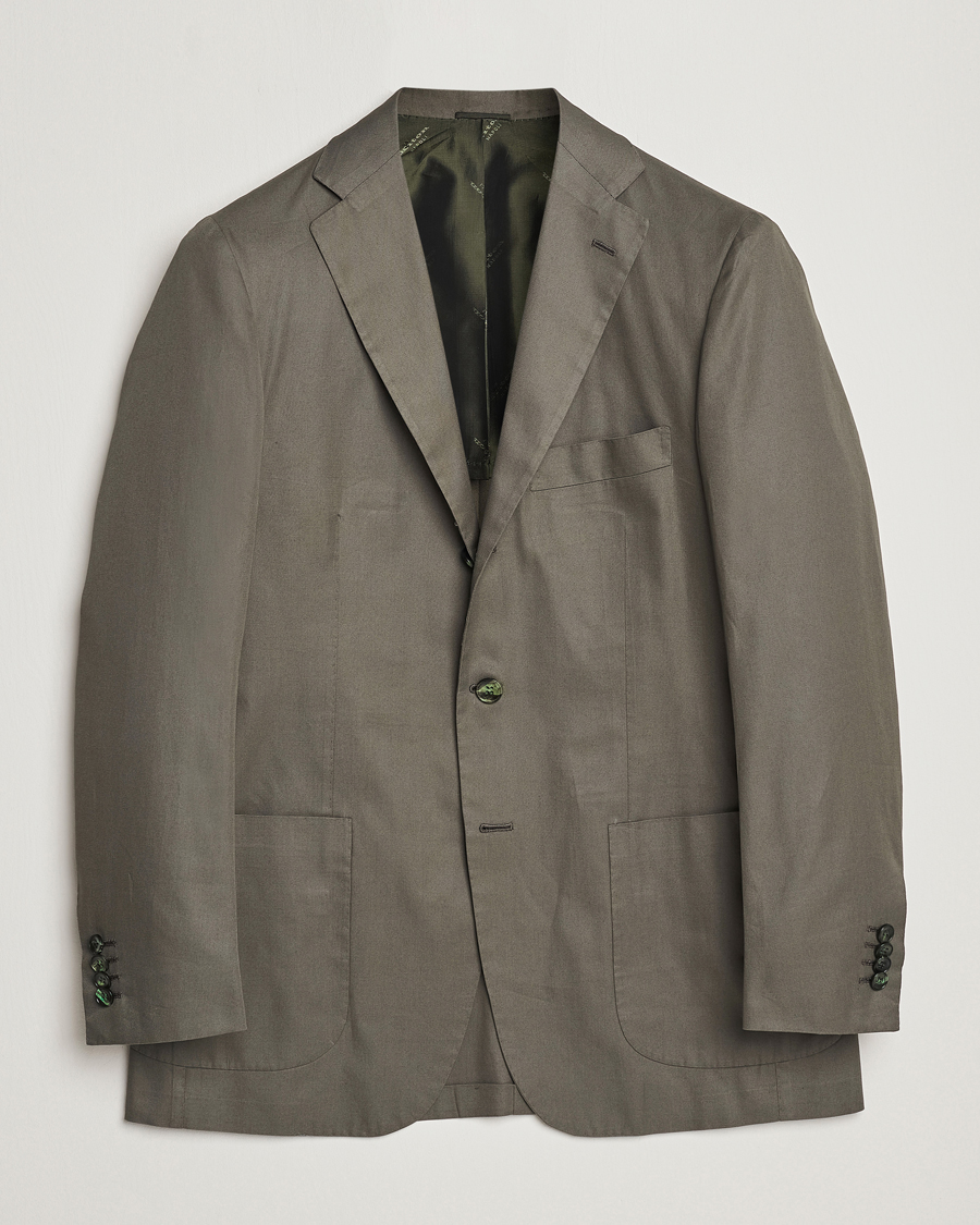 Herr | Kavajer | Kiton | Sea Island Cotton Blazer Olive Green