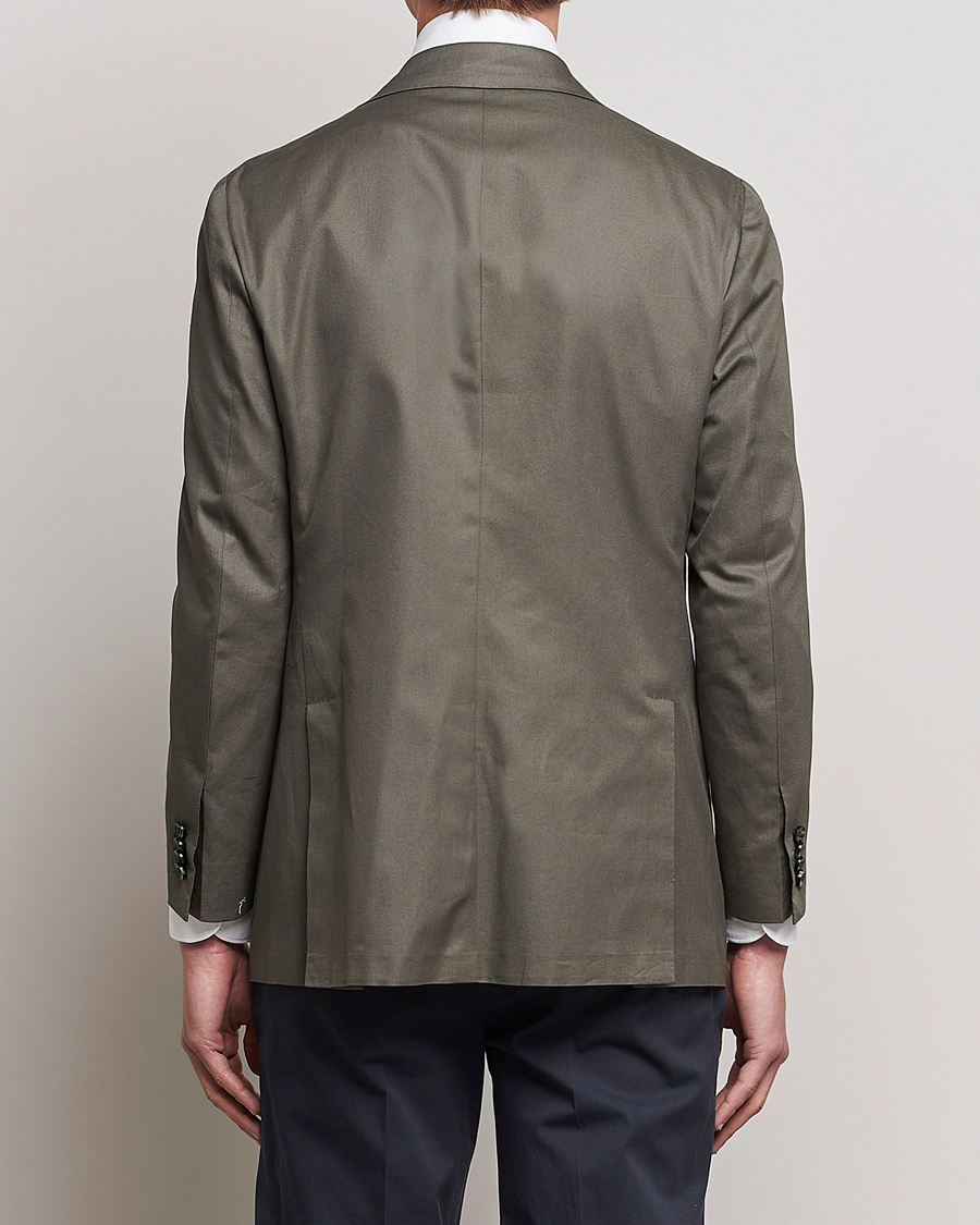 Herr | Kavajer | Kiton | Sea Island Cotton Blazer Olive Green