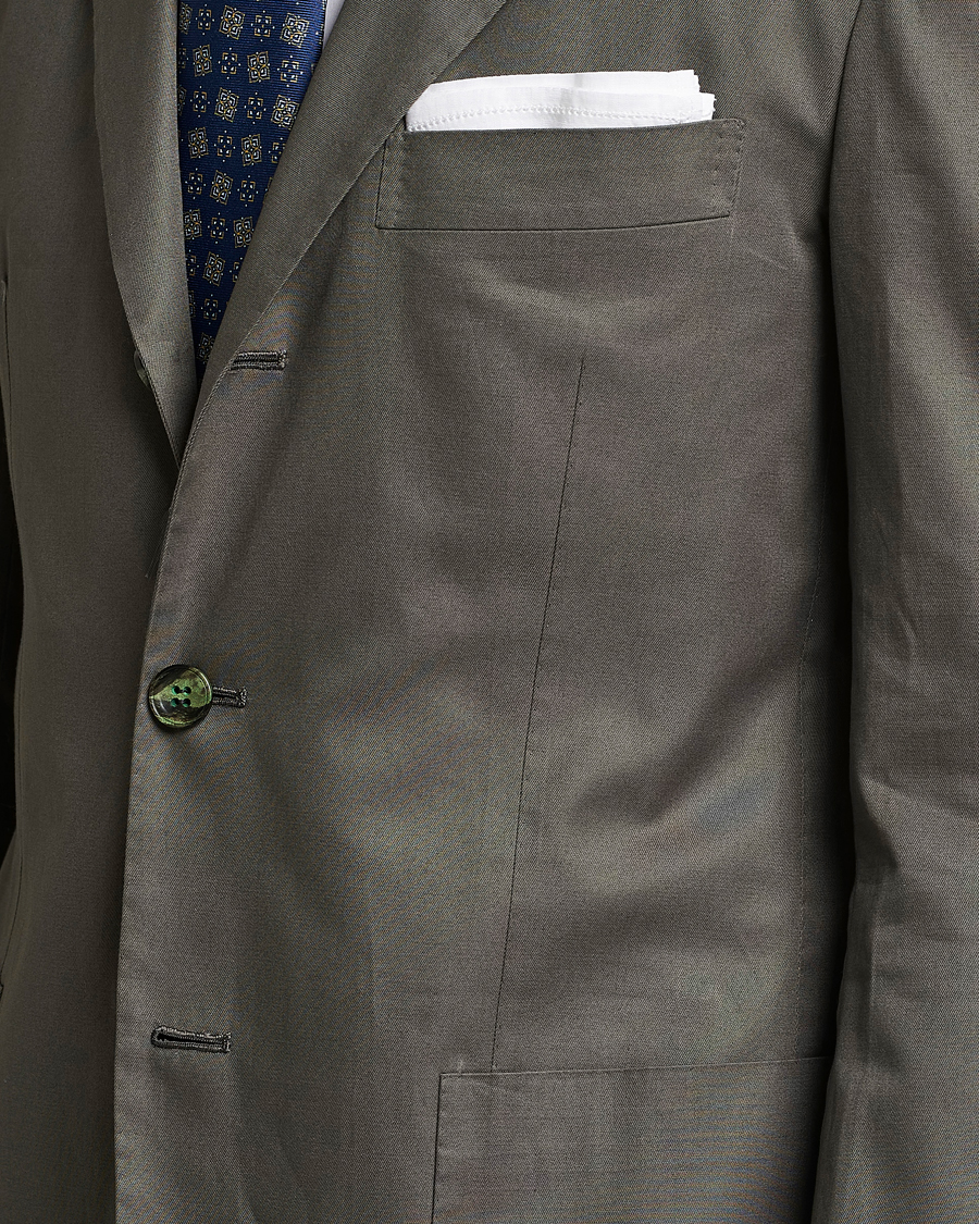 Herr | Kavajer | Kiton | Sea Island Cotton Blazer Olive Green