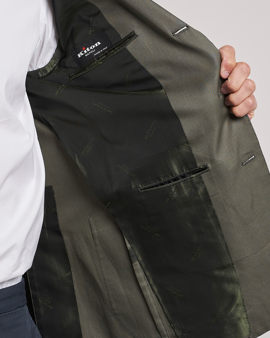 Herr | Kavajer | Kiton | Sea Island Cotton Blazer Olive Green