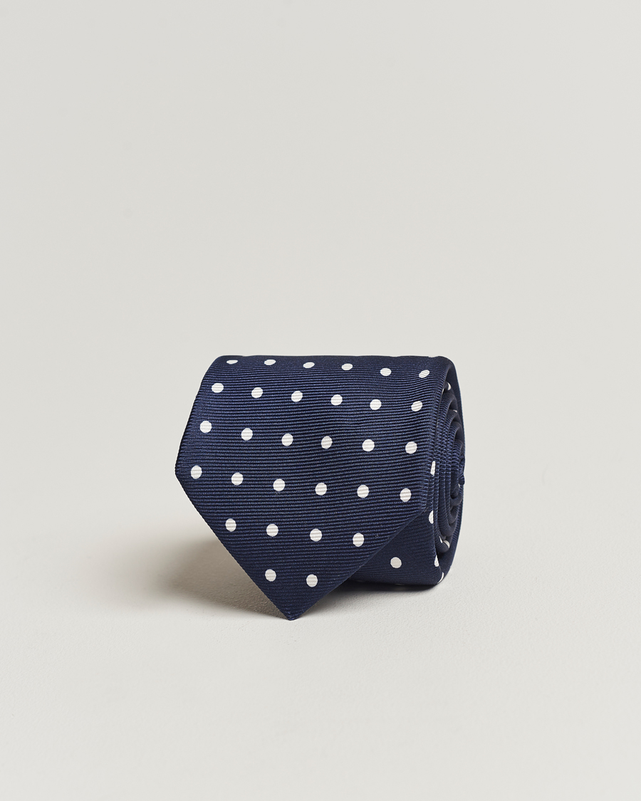 Herr | Kiton Dotted Silk Tie Navy | Kiton | Dotted Silk Tie Navy