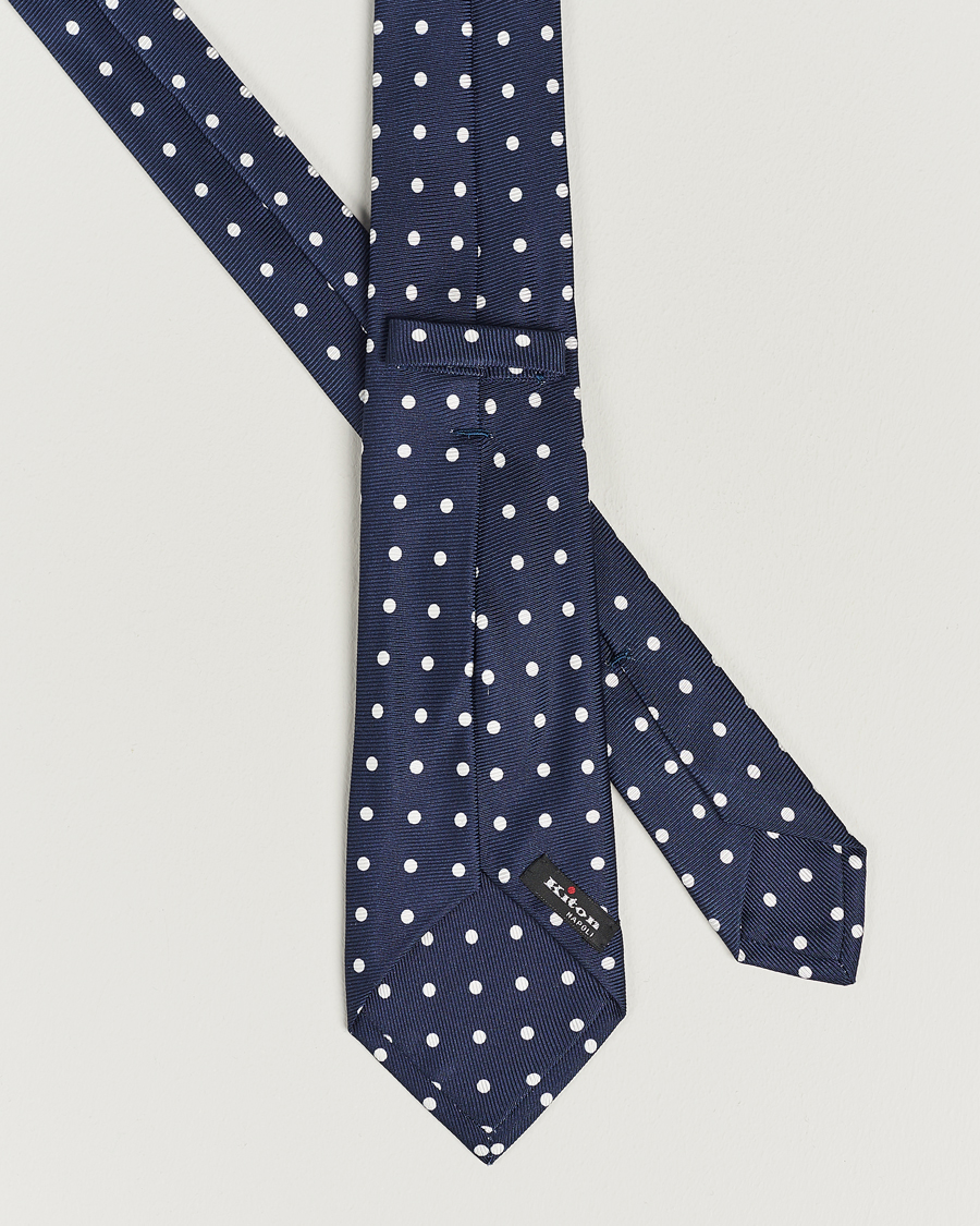 Herr | Kiton Dotted Silk Tie Navy | Kiton | Dotted Silk Tie Navy