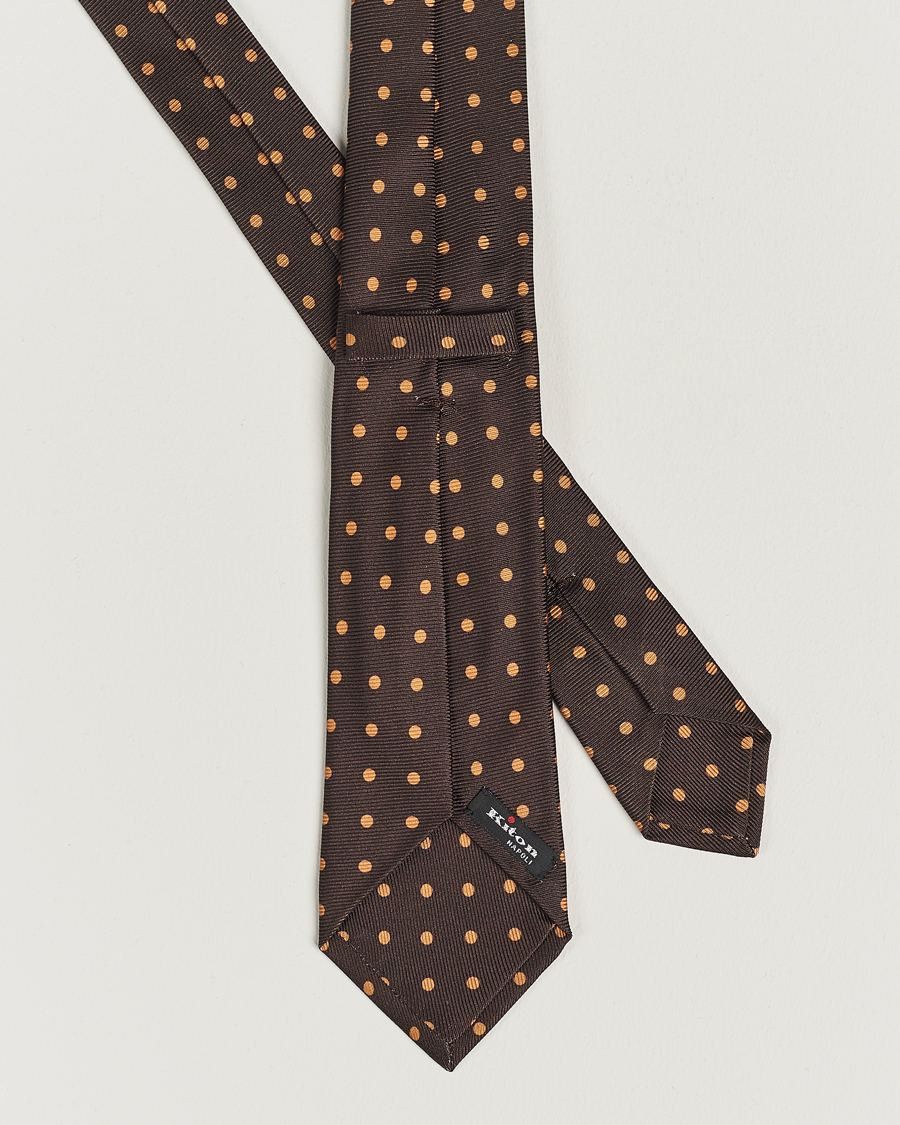 Herr | Kiton Dotted Silk Tie Dark Brown | Kiton | Dotted Silk Tie Dark Brown