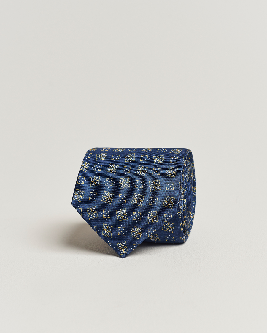 Herr | Kiton Printed Silk Tie Navy | Kiton | Printed Silk Tie Navy
