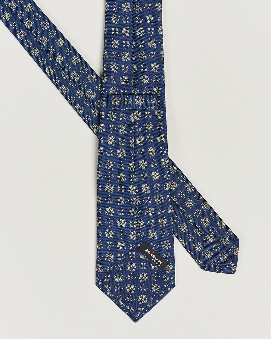 Herr | Kiton Printed Silk Tie Navy | Kiton | Printed Silk Tie Navy