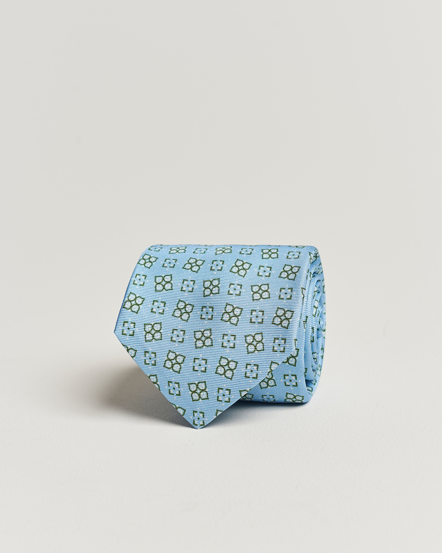 Herr | Kiton Printed Silk Tie Light Blue | Kiton | Printed Silk Tie Light Blue