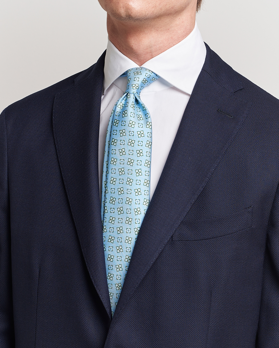 Herr |  | Kiton | Printed Silk Tie Light Blue