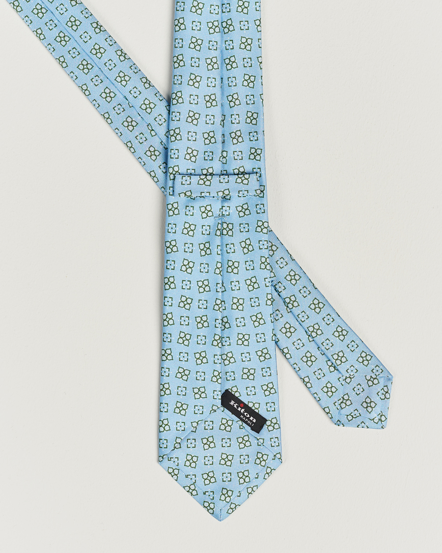 Herr | Kiton Printed Silk Tie Light Blue | Kiton | Printed Silk Tie Light Blue
