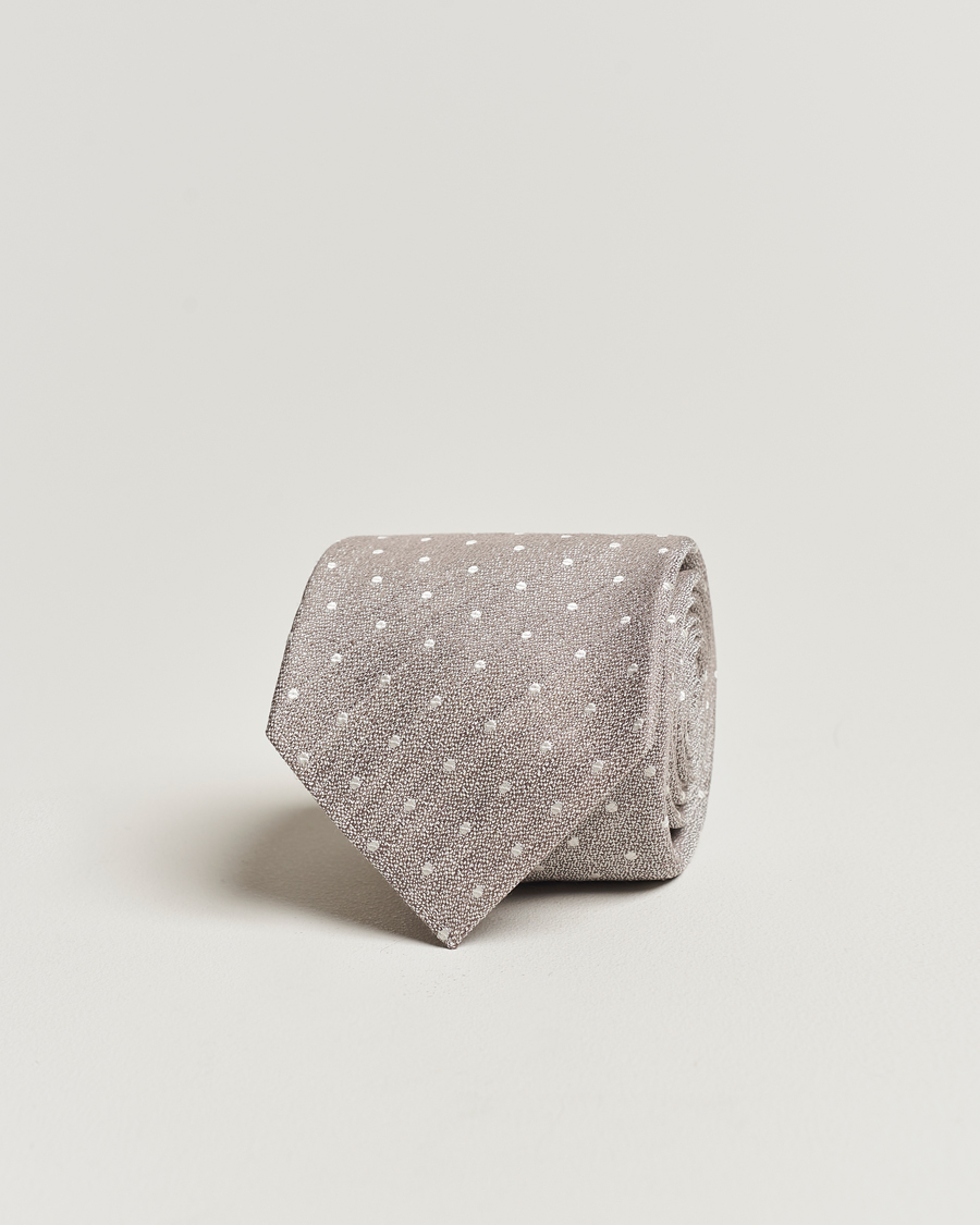 Herr | Kiton Dotted Silk/Linen Tie Beige | Kiton | Dotted Silk/Linen Tie Beige