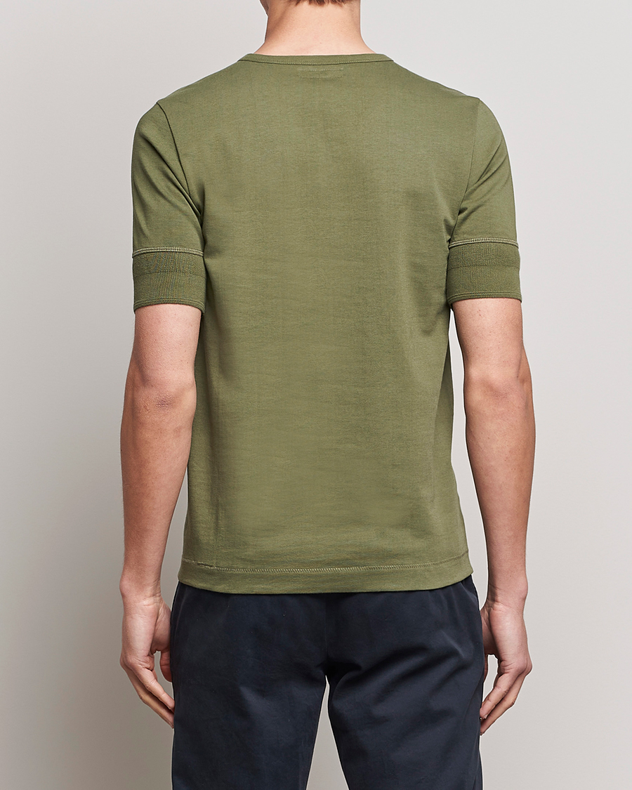 Herr | T-Shirts | Merz b. Schwanen | Short Sleeve Organic Cotton Henley Army
