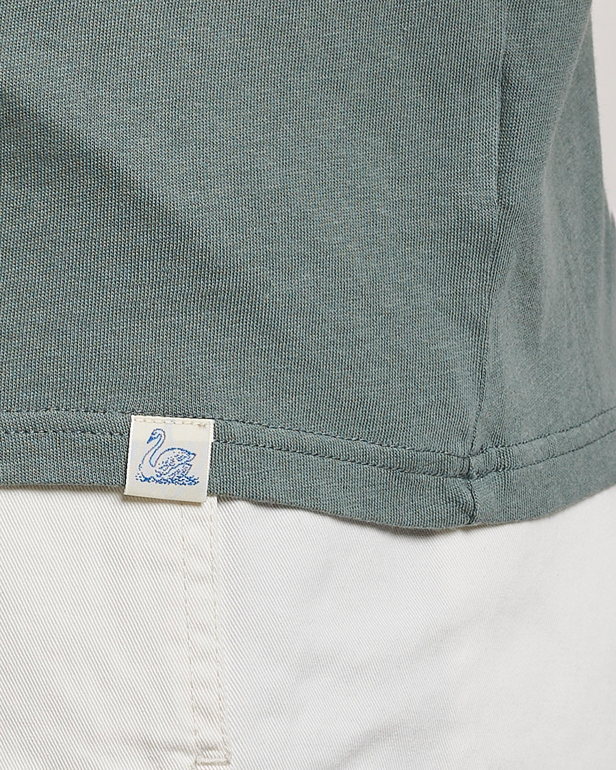 Herr | T-Shirts | Merz b. Schwanen | Organic Cotton Washed Crew Neck T-Shirt Green Stone