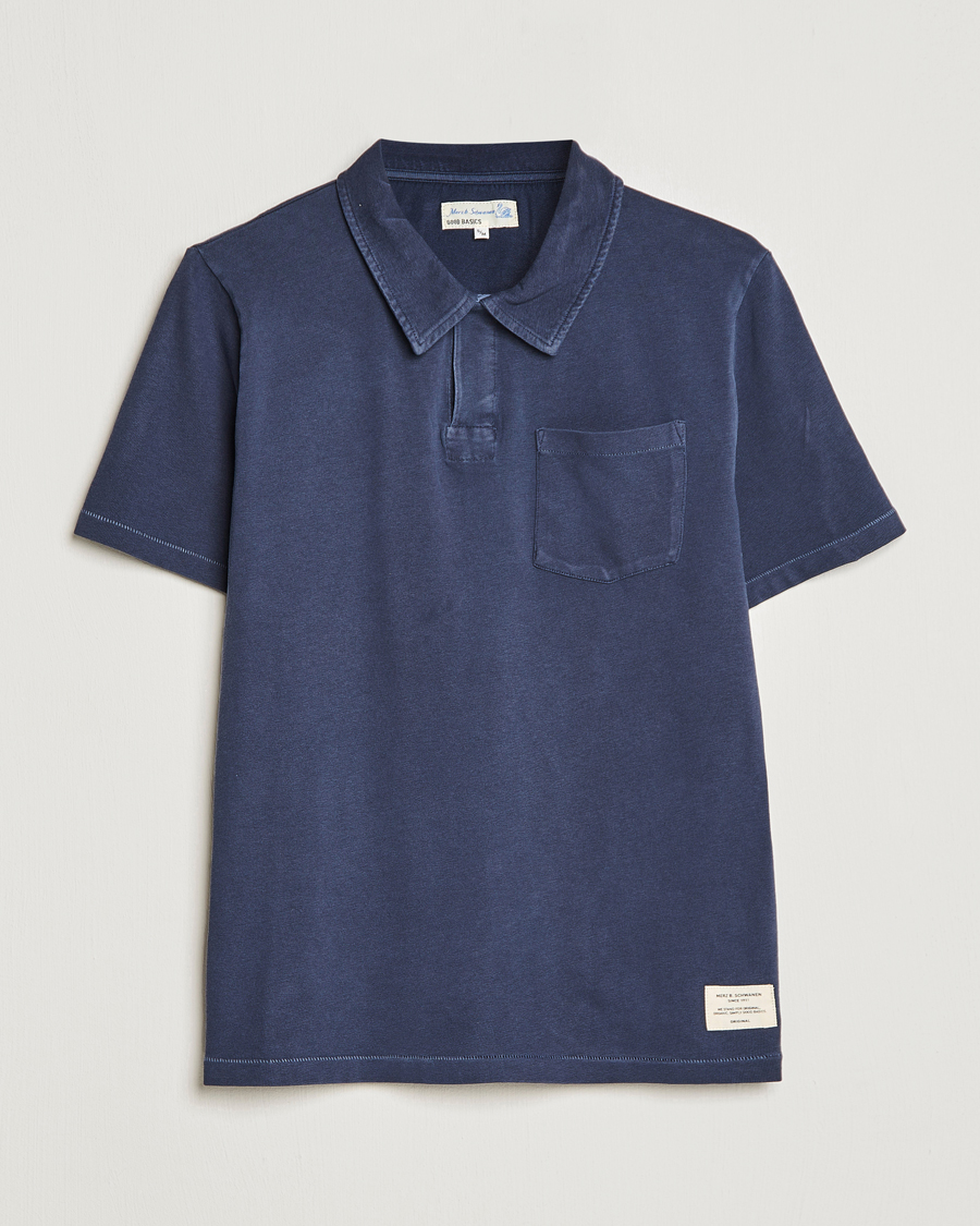 Herr | Pikéer | Merz b. Schwanen | Organic Cotton Washed Polo Denim Blue