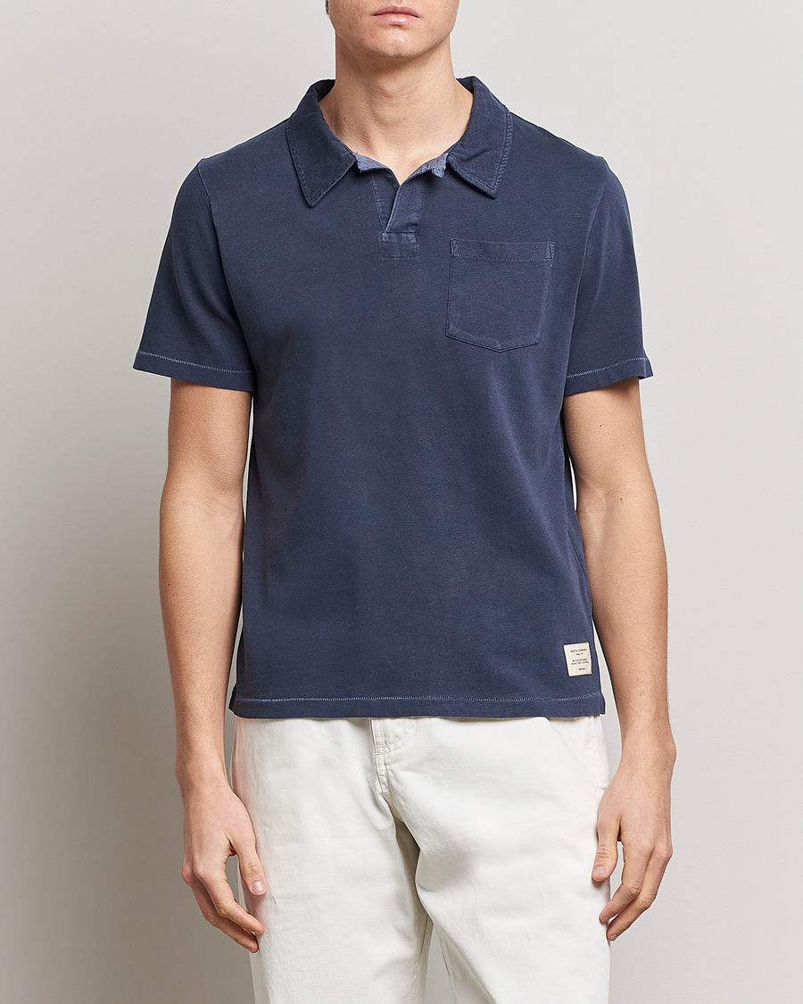 Herr | Pikéer | Merz b. Schwanen | Organic Cotton Washed Polo Denim Blue