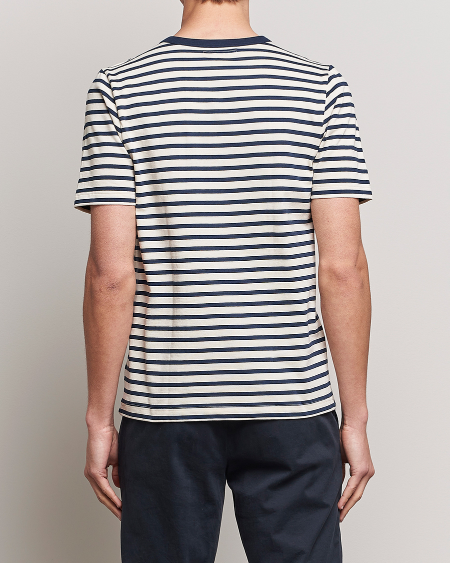 Herr | T-Shirts | Merz b. Schwanen | Relaxed Fit Striped Sturdy T-Shirt Ink/Nature
